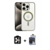 MARSİLYAN™- iPhone 15 Pro Max Kılıf Siluet Çizgi Serisi - Siyah Vanessa Magic Cam + PVD Metal Kamera Lens - TU