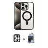 MARSİLYAN™- iPhone 15 Pro Max Kılıf Siluet Çizgi Serisi - Siyah Vanessa Magic Cam + PVD Metal Kamera Lens - GS