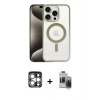 MARSİLYAN™- iPhone 15 Pro Max Kılıf Siluet Çizgi Serisi - Siyah Vanessa Magic Hayalet Cam + PVD Metal Kamera Lens - GS