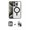 MARSİLYAN™- iPhone 15 Pro Max Kılıf Siluet Çizgi Serisi - Siyah Vanessa Magic Hayalet Cam + PVD Metal Kamera Lens - GS
