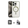 MARSİLYAN™- iPhone 15 Pro Max Kılıf Siluet Çizgi Serisi - Siyah Vanessa Magic Hayalet Cam + PVD Metal Kamera Lens - GI