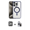 MARSİLYAN™- iPhone 15 Pro Max Kılıf Siluet Çizgi Serisi - Siyah Vanessa Magic Hayalet Cam + PVD Metal Kamera Lens - GI