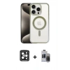 MARSİLYAN™- iPhone 15 Pro Max Kılıf Siluet Çizgi Serisi - Siyah Vanessa Magic Hayalet Cam + PVD Metal Kamera Lens - SH