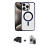 MARSİLYAN™- iPhone 15 Pro Max Kılıf Siluet Çizgi Serisi - Siyah Vanessa Magic Hayalet Cam + Raze Metal Kamera Lens - LT