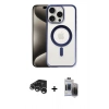 MARSİLYAN™- iPhone 15 Pro Max Kılıf Siluet Çizgi Serisi - Siyah Vanessa Magic Hayalet Cam + Raze Metal Kamera Lens - GS
