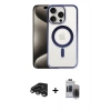 MARSİLYAN™- iPhone 15 Pro Max Kılıf Siluet Çizgi Serisi - Siyah Vanessa Magic Hayalet Cam + Raze Metal Kamera Lens - TMGI
