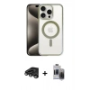 MARSİLYAN™- iPhone 15 Pro Max Kılıf Siluet Çizgi Serisi - Siyah Vanessa Magic Hayalet Cam + Raze Metal Kamera Lens - TMGI