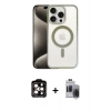 MARSİLYAN™- iPhone 15 Pro Max Kılıf Siluet Çizgi Serisi - Siyah Vanessa Magic Hayalet Cam + PVD Metal Kamera Lens - TU