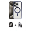 MARSİLYAN™- iPhone 15 Pro Max Kılıf Siluet Çizgi Serisi - Siyah Vanessa Magic Hayalet Cam + PVD Metal Kamera Lens - TU