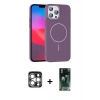 MARSİLYAN™- iPhone 15 Pro Max Kılıf Siluet Doku Özel Seri - Şeffaf 360 Full Body Arka Koruyucu + Gümüş PVD Metal Kamera Lens
