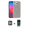 MARSİLYAN™- iPhone 15 Pro Max Kılıf Siluet Doku Özel Seri - Şeffaf 360 Full Body Arka Koruyucu + PVD Metal Kamera Lens - GI