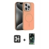 MARSİLYAN™- iPhone 15 Pro Max Kılıf Siluet Doku Özel Seri - Şeffaf 360 Full Body Arka Koruyucu + PVD Metal Kamera Lens - GI