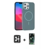 MARSİLYAN™- iPhone 15 Pro Max Kılıf Siluet Doku Özel Seri - Şeffaf 360 Full Body Arka Koruyucu + PVD Metal Kamera Lens - SH