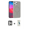 MARSİLYAN™- iPhone 15 Pro Max Kılıf Siluet Doku Özel Seri - Şeffaf Pasifik Cam Ekran Koruyucu + PVD Metal Kamera Lens - GS