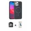 MARSİLYAN™- iPhone 15 Pro Max Kılıf Siluet Doku Özel Seri - Şeffaf Pasifik Cam Ekran Koruyucu + PVD Metal Kamera Lens - TU
