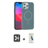 MARSİLYAN™- iPhone 15 Pro Max Kılıf Siluet Doku Özel Seri - Şeffaf Pasifik Cam Ekran Koruyucu + PVD Metal Kamera Lens - GI