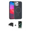 MARSİLYAN™- iPhone 15 Pro Max Kılıf Siluet Doku Özel Seri - Siyah 360 Mat Full Body Arka Koruyucu + Raze Metal Kamera Lens - GS
