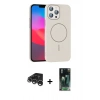 MARSİLYAN™- iPhone 15 Pro Max Kılıf Siluet Doku Özel Seri - Siyah 360 Mat Full Body Arka Koruyucu + Raze Metal Kamera Lens - GS