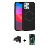 MARSİLYAN™- iPhone 15 Pro Max Kılıf Siluet Doku Özel Seri - Siyah 360 Mat Full Body Arka Koruyucu + Raze Metal Kamera Lens - GS