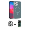 MARSİLYAN™- iPhone 15 Pro Max Kılıf Siluet Doku Özel Seri - Siyah 360 Mat Full Body Arka Koruyucu + PVD Metal Kamera Lens - LT