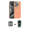 MARSİLYAN™- iPhone 15 Pro Max Kılıf Siluet Doku Özel Seri - Siyah 360 Mat Full Body Arka Koruyucu + PVD Metal Kamera Lens - LT