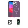 MARSİLYAN™- iPhone 15 Pro Max Kılıf Siluet Doku Özel Seri - Siyah 360 Mat Full Body Arka Koruyucu + PVD Metal Kamera Lens - LT