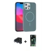 MARSİLYAN™- iPhone 15 Pro Max Kılıf Siluet Doku Özel Seri - Siyah 360 Mat Full Body Arka Koruyucu + Raze Metal Kamera Lens - LT