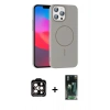 MARSİLYAN™- iPhone 15 Pro Max Kılıf Siluet Doku Özel Seri - Siyah 360 Mat Full Body Arka Koruyucu + PVD Metal Kamera Lens - TU