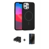 MARSİLYAN™- iPhone 15 Pro Max Kılıf Siluet Doku Özel Seri - Siyah 3D Antistatik Hayalet Cam Ekran Koruyucu + Raze Metal Kamera Lens - TMGI