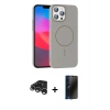 MARSİLYAN™- iPhone 15 Pro Max Kılıf Siluet Doku Özel Seri - Siyah 3D Antistatik Hayalet Cam Ekran Koruyucu + Raze Metal Kamera Lens - GS
