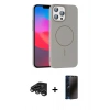 MARSİLYAN™- iPhone 15 Pro Max Kılıf Siluet Doku Özel Seri - Siyah 3D Antistatik Hayalet Cam Ekran Koruyucu + Raze Metal Kamera Lens - TMGI