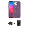 MARSİLYAN™- iPhone 15 Pro Max Kılıf Siluet Doku Özel Seri - Siyah 3D Antistatik Hayalet Cam Ekran Koruyucu + Raze Metal Kamera Lens - TMGI
