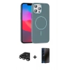 MARSİLYAN™- iPhone 15 Pro Max Kılıf Siluet Doku Özel Seri - Siyah 3D Antistatik Hayalet Cam Ekran Koruyucu + Raze Metal Kamera Lens - TMGI