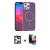 MARSİLYAN™- iPhone 15 Pro Max Kılıf Siluet Doku Özel Seri - Siyah 3D Antistatik Mat Seramik Nano Ekran Koruyucu + PVD Metal Kamera Lens - GS
