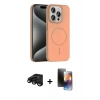 MARSİLYAN™- iPhone 15 Pro Max Kılıf Siluet Doku Özel Seri - Siyah 3D Antistatik Mat Seramik Nano Ekran Koruyucu + Raze Metal Kamera Lens - SH