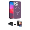 MARSİLYAN™- iPhone 15 Pro Max Kılıf Siluet Doku Özel Seri - Siyah 3D Antistatik Mat Seramik Nano Ekran Koruyucu + Raze Metal Kamera Lens - LT