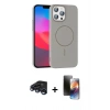 MARSİLYAN™- iPhone 15 Pro Max Kılıf Siluet Doku Özel Seri - Siyah 3D Antistatik Mat Seramik Nano Ekran Koruyucu + Raze Metal Kamera Lens - LT