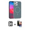 MARSİLYAN™- iPhone 15 Pro Max Kılıf Siluet Doku Özel Seri - Siyah 3D Antistatik Mat Seramik Nano Ekran Koruyucu + PVD Metal Kamera Lens - GS