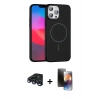 MARSİLYAN™- iPhone 15 Pro Max Kılıf Siluet Doku Özel Seri - Siyah 3D Antistatik Mat Seramik Nano Ekran Koruyucu + Raze Metal Kamera Lens - LT