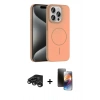 MARSİLYAN™- iPhone 15 Pro Max Kılıf Siluet Doku Özel Seri - Siyah 3D Antistatik Mat Seramik Nano Ekran Koruyucu + Raze Metal Kamera Lens - TMGI