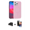 MARSİLYAN™- iPhone 15 Pro Max Kılıf Siluet Doku Özel Seri - Siyah 3D Antistatik Mat Seramik Nano Ekran Koruyucu + Raze Metal Kamera Lens - TMGI