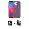 MARSİLYAN™- iPhone 15 Pro Max Kılıf Siluet Doku Özel Seri - Siyah 3D Antistatik Mat Seramik Nano Ekran Koruyucu + PVD Metal Kamera Lens - TU