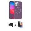 MARSİLYAN™- iPhone 15 Pro Max Kılıf Siluet Doku Özel Seri - Siyah 3D Antistatik Mat Seramik Nano Ekran Koruyucu + Raze Metal Kamera Lens - SH