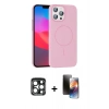 MARSİLYAN™- iPhone 15 Pro Max Kılıf Siluet Doku Özel Seri - Siyah 3D Antistatik Mat Seramik Nano Ekran Koruyucu + PVD Metal Kamera Lens - LT