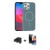 MARSİLYAN™- iPhone 15 Pro Max Kılıf Siluet Doku Özel Seri - Siyah 3D Antistatik Mat Seramik Nano Ekran Koruyucu + Raze Metal Kamera Lens - TMGI