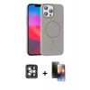 MARSİLYAN™- iPhone 15 Pro Max Kılıf Siluet Doku Özel Seri - Siyah 3D Antistatik Mat Seramik Nano Ekran Koruyucu + PVD Metal Kamera Lens - GI