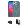 MARSİLYAN™- iPhone 15 Pro Max Kılıf Siluet Doku Özel Seri - Siyah 3D Antistatik Mat Seramik Nano Ekran Koruyucu + Raze Metal Kamera Lens - LT