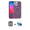MARSİLYAN™- iPhone 15 Pro Max Kılıf Siluet Doku Özel Seri - Siyah 3D Antistatik Seramik Nano Ekran Koruyucu + PVD Metal Kamera Lens - LT