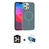MARSİLYAN™- iPhone 15 Pro Max Kılıf Siluet Doku Özel Seri - Siyah 3D Antistatik Seramik Nano Ekran Koruyucu + PVD Metal Kamera Lens - TU