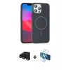 MARSİLYAN™- iPhone 15 Pro Max Kılıf Siluet Doku Özel Seri - Siyah 3D Antistatik Seramik Nano Ekran Koruyucu + Raze Metal Kamera Lens - SH